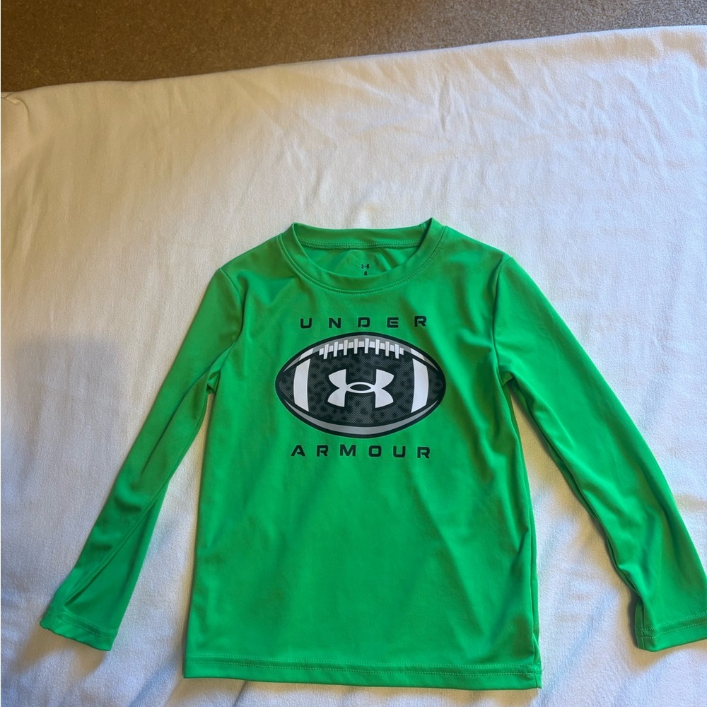 Under Armour Bright Green Long Sleeve Football Logo Tee boy size 4T